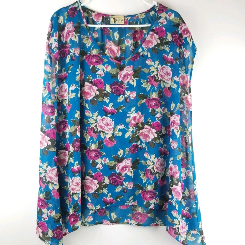 Show Me Your Mumu Soaree Tunic Blue floral Small